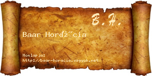 Baar Horácia névjegykártya